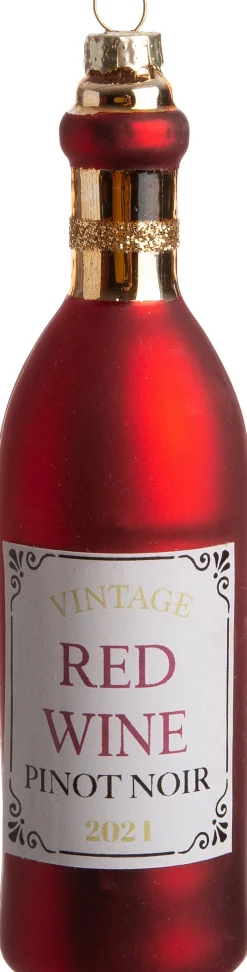 Intratuin Weihnachtsbaumschmuck Weinflasche rot D 3,8 H 14,5 cm