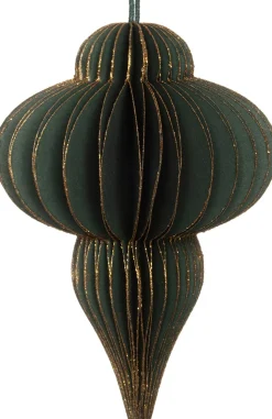 Intratuin Weihnachtsbaumschmuck Papier gold / grün D 8,5 H 11,5 cm