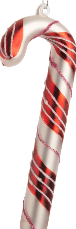 Intratuin Weihnachtsbaumschmuck Zuckerstange weiß / rot 5 x 1,5 x 12 cm