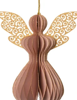 Intratuin Weihnachtsbaumschmuck Engel mit Glitzer Marison rosa / gold 12 x 12 x 12 cm