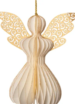 Intratuin Weihnachtsbaumschmuck Engel mit Glitzer Marison weiß / gold 12 x 12 x 12 cm