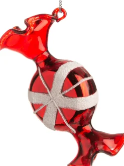 Intratuin Weihnachtsbaumschmuck Bonbon rot / silber D 3,5 H 8,5 cm