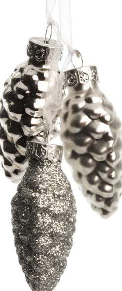 Intratuin Weihnachtsbaumschmuck Tannenzapfen silber 2,8 x 2,5 x 6 cm