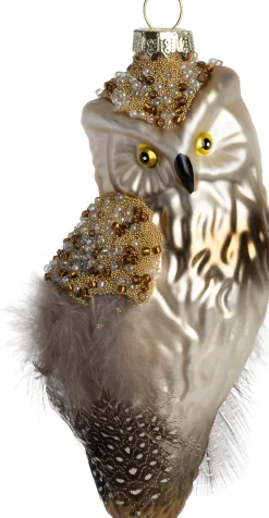 Intratuin Weihnachtsbaumschmuck Eule grau 6 x 5,5 x 12,5 cm