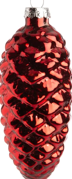 Intratuin Weihnachtsbaumschmuck Tannenzapfen glänzend rot D 4 H 11 cm
