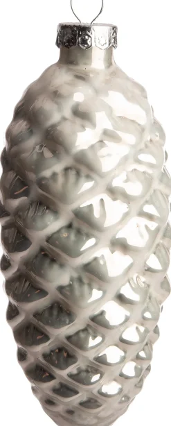 Intratuin Weihnachtsbaumschmuck Tannenzapfen glänzend weiß D 4 H 11 cm