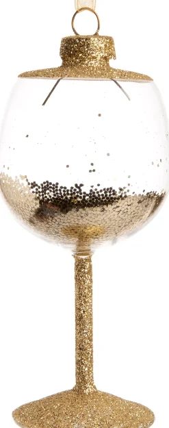 Intratuin Weihnachtsbaumschmuck Weinglas gold / transparent D 5,5 H 11 cm