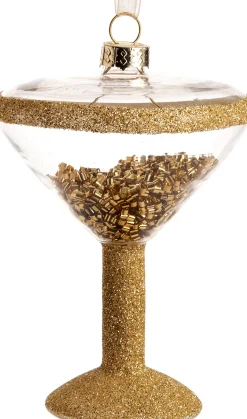 Intratuin Weihnachtsbaumschmuck Cocktailglas transparent / gold 8 x 8 x 10,5 cm