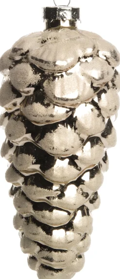 Intratuin Weihnachtsbaumschmuck Tannenzapfen silber D 6 H 13,5 cm