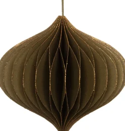 Intratuin Weihnachtsbaumschmuck Papier grün / gold D 10 H 9 cm