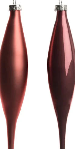 Intratuin Weihnachtsbaumschmuck Glas-Eiszapfen dunkelrosa 3,5 x 3,5 x 15 cm 6 St.