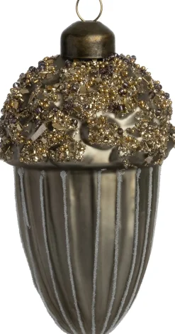 Intratuin Weihnachtsbaumschmuck Eichel grau / gold D 5,7 H 10,5 cm