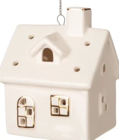 Intratuin Weihnachtsbaumschmuck Häuschen creme LED warmweiß 5,2 x 5,9 x 7,1 cm