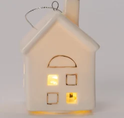 Intratuin Weihnachtsbaumschmuck Häuschen creme LED warmweiß 5 x 4,5 x 7 cm