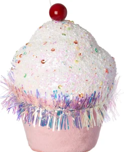 Intratuin Weihnachtsbaumschmuck Candyline Cupcake hellrosa / weiß D 7 H 11 cm