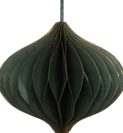 Intratuin Weihnachtsbaumschmuck Papier gold / grün D 10 H 9 cm