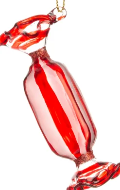 Intratuin Weihnachtsbaumschmuck Bonbon rot / weiß 3 x 3 x 9 cm