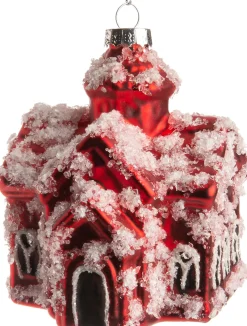 Intratuin Weihnachtsbaumschmuck Kirche rot / weiß 8 x 8 x 10 cm