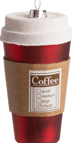 Intratuin Weihnachtsbaumschmuck Kaffeebecher rot D 5,5 H 11,5 cm