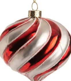 Intratuin Weihnachtsbaumschmuck Lyza rot / weiß 8 x 8 x 8 cm