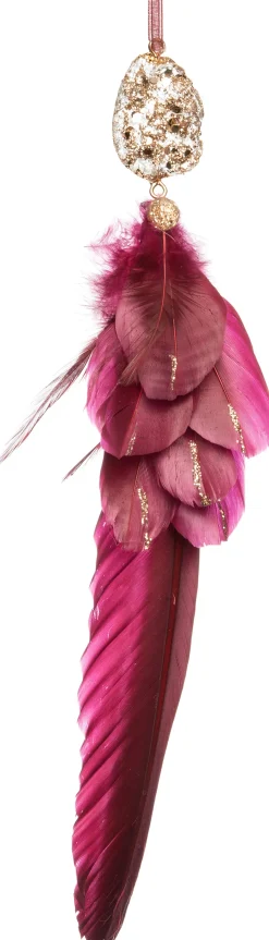 Intratuin Weihnachtsdeko Feder bordeaux / gold 26 cm