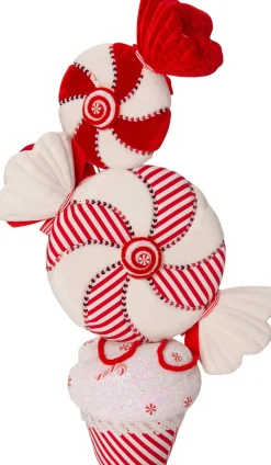 Intratuin Weihnachtsdeko Candyline Cupcake mit Süßigkeiten rot / weiß 41 x 22 x 69 cm