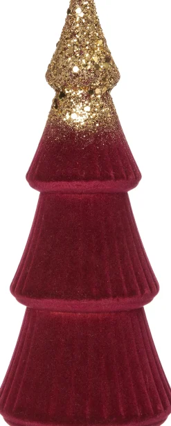 Intratuin Weihnachtsdeko Baum Samt rot D 9 H 24 cm