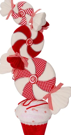Intratuin Weihnachtsdeko Candyline Cupcake mit Süßigkeiten rot / weiß 58 x 29 x 109 cm