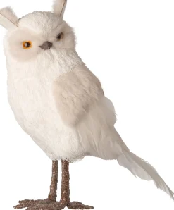 Intratuin Weihnachtsdeko Eule links weiß / braun 16 x 9 x 22 cm