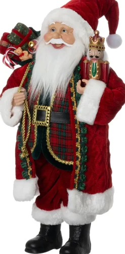 Intratuin Weihnachtsdeko Noël Weihnachtsmann mit Geschenken 20,5 x 12,5 x 45,5 cm