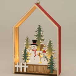Intratuin Weihnachtsdeko Haus beleuchtet weiß / grün 14,5 x 5 x 22 cm