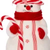 Intratuin Weihnachtsdeko Candyline Schneemann mit Zuckerstange weiß / rot 22 x 20 x 39 cm