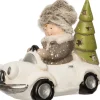 Intratuin Weihnachtsdeko Mädchen in Auto weiß / creme LED 20,5 x 11 x 16 cm