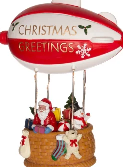 Intratuin Weihnachtsdorf Miniatur-Zeppelin mit Weihnachtsmann 23 x 12 x 18 cm