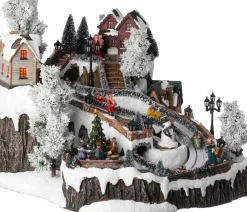Intratuin Weihnachtsdorf Winterdorf mit Bobbahn 38 x 43,5 x 35 cm