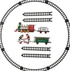 Intratuin Weihnachtsdorf Zug Set rot / grün 64,5 x 7 x 27,5 cm 16-teilig