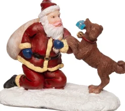 Intratuin Weihnachtsdorf Figur Weihnachtsmann mit Hund 6 x 3 x 5 cm