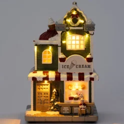 Intratuin Weihnachtsdorf Miniatur Eisladen 14,5 x 11 x 24 cm