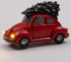 Intratuin Weihnachtsdorf Auto Beetle mit Weihnachtsbaum rot 11 x 5,3 x 7 cm