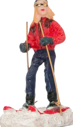 Intratuin Weihnachtsdorf Figur Mädchen mit Ski 4 x 2,2 x 6 cm