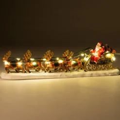 Intratuin Weihnachtsdorf Figur Weihnachtsmann mit Schlitten und Rentieren 23 x 5,5 x 6 cm