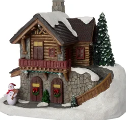 Intratuin Weihnachtsdorf Miniatur Waldhütte auf Berg 20 x 14 x 17 cm