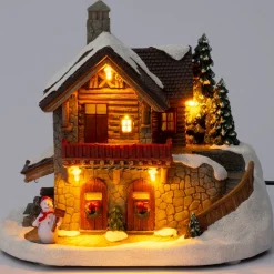 Intratuin Weihnachtsdorf Miniatur Waldhütte auf Berg 20 x 14 x 17 cm