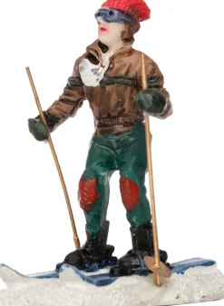 Intratuin Weihnachtsdorf Figur Mädchen mit Ski 4,2 x 2,8 x 6 cm