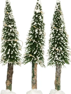 Intratuin Weihnachtsdorf Deko-Bäume mit LED Beleuchtung D 3,5 H 14 cm 3 St.