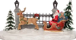 Intratuin Weihnachtsdorf Figur Weihnachtsmann mit Schlitten 20,5 x 11 x 11 cm