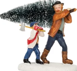 Intratuin Weihnachtsdorf Figur Mann mit Kind und Weihnachtsbaum 10,5 x 4,5 x 7 cm