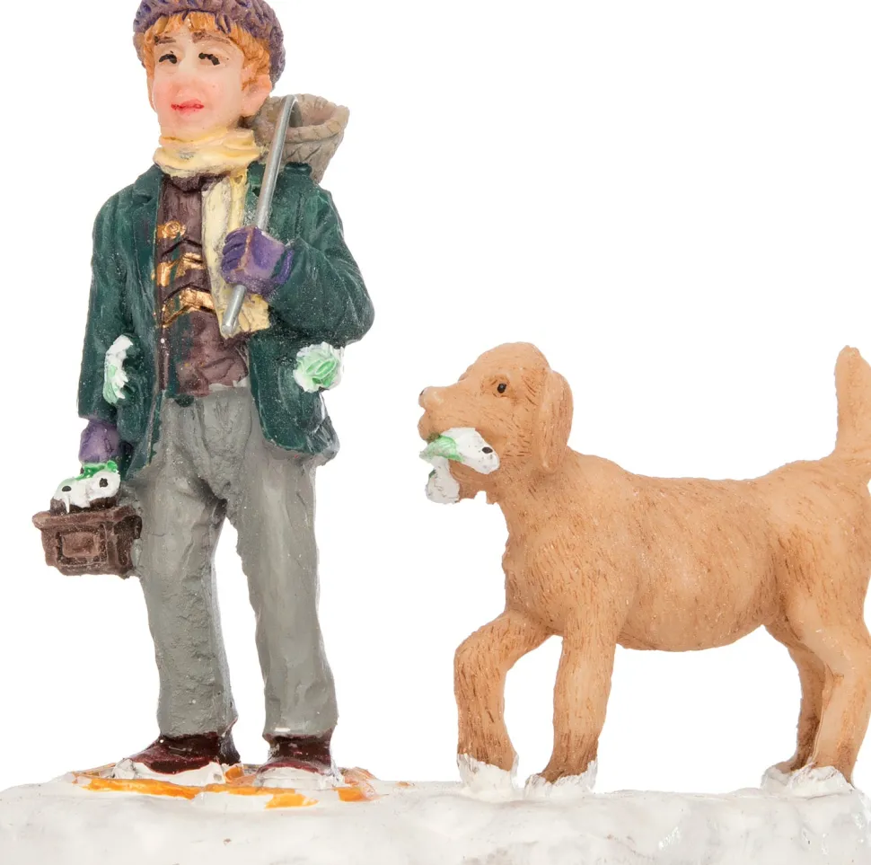 Intratuin Weihnachtsdorf Figur Junge mit Hund 6 x 3,5 x 6 cm