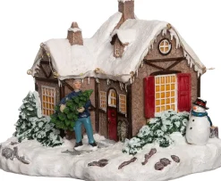 Intratuin Weihnachtshäuschen Mann mit Weihnachtsbaum 18 x 16 x 15 cm