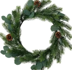 Intratuin Weihnachtskranz Tannenzapfen mit 30 Lampen warmweiß D 45 H 10 cm